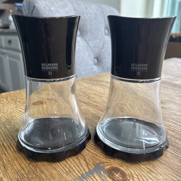 Kuhn Rikon Swiss Design Vase Grinder Glass Black Salt and Pepper Set of Two - Picture 1 of 4